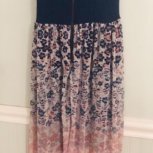 Floral High-Low Lined Maxi Dress